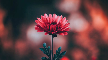 A stunning pink flower stands alone against a softly blurred background, highlighting its delicate petals and green leaves, ideal for nature-inspired themes.の素材