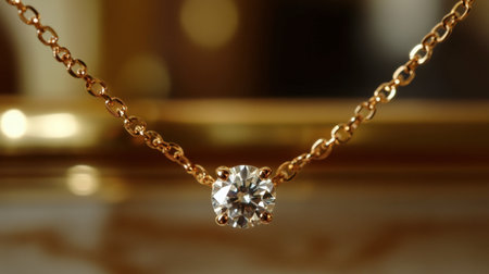A stunning gold necklace featuring a brilliant diamond pendant, perfect for capturing the essence of elegance and sophistication in fine jewelry for any special occasion.の素材
