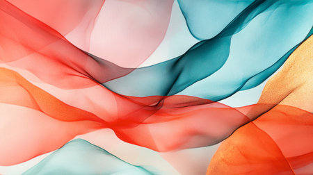 A stunning abstract representation of flowing fabric waves in vibrant red, blue, and orange hues, perfect for modern design projects or artistic backgrounds.の素材
