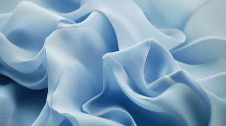 This image features soft and flowing light blue fabric, beautifully draped to highlight its smooth texture and elegant patterns, perfect for fashion and textile projects.の素材
