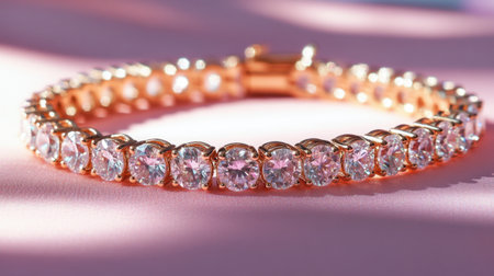 This exquisite rose gold bracelet features sparkling pink stones, creating a stunning accessory perfect for any special occasion or everyday elegance.の素材