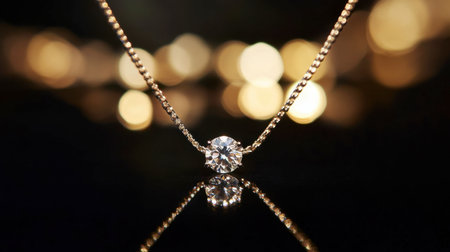 This captivating image features a stunning diamond pendant necklace against a shimmering bokeh background, highlighting its elegance and luxury. Perfect for jewelry promotions.の素材