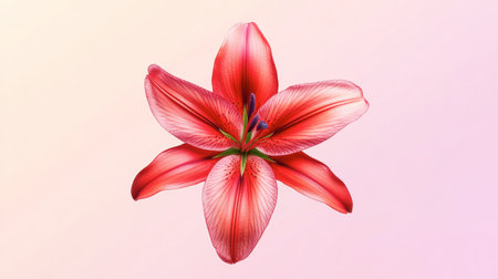Stunning close-up of a vibrant pink lily flower set against a soft gradient background, perfect for nature lovers and floral enthusiasts.の素材