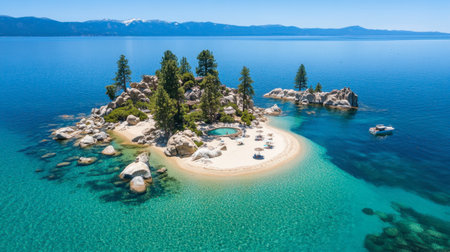 Discover a tranquil island paradise featuring clear waters, rocky shores, and lush greenery. Ideal for travel and relaxation, this scenic destination invites adventure and exploration amidst nature's beauty.の素材