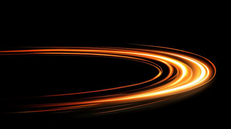 This stunning abstract image features a smooth light trail on a dark background. It creates a dynamic and elegant feel, perfect for creative projects.の素材