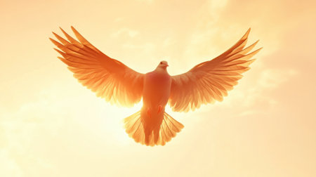 A stunning bird soars gracefully against a golden sunset backdrop, symbolizing freedom and beauty in nature. The silhouette highlights its majestic wings.の素材