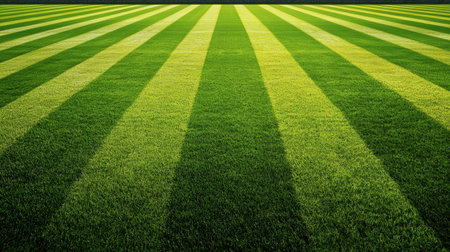 A vibrant green grass landscape showcasing a neat striped pattern, ideal for nature-themed projects. This bright and fresh turf evokes a sense of tranquility.の素材