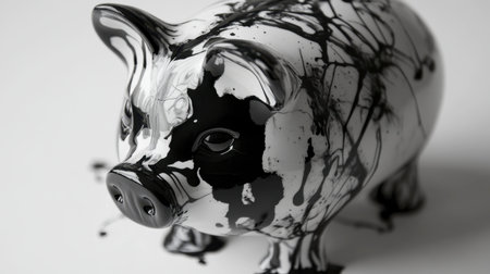 This unique piggy bank features captivating black paint splashes, elevating it into an artistic home decor piece. A blend of creativity and finance, itの素材