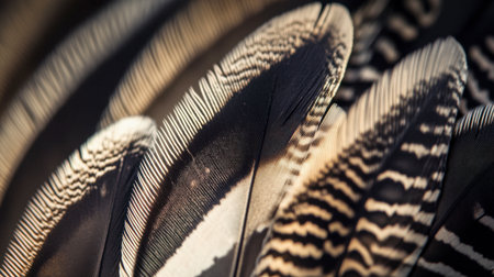 Explore the captivating detail of bird feathers, showcasing intricate patterns and smooth textures in a close-up view that highlights nature's beauty.の素材