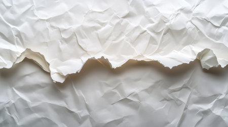 A close-up view of crumpled white paper creating an intricate texture. Ideal for backgrounds, designs, and creative projects that need a clean look.の素材
