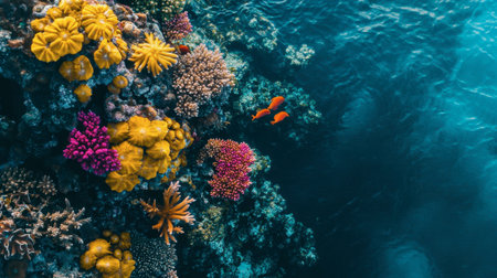 Discover the breathtaking beauty of a vibrant coral reef teeming with colorful marine life in clear ocean waters, perfect for nature lovers and adventurers.の素材