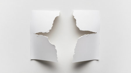 A creative composition featuring torn paper that forms a unique shape. Ideal for abstract projects, backgrounds, and visual concepts in design.の素材