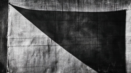 This black-and-white image captures the elegant interplay of shadow and light on a textured fabric surface, creating a minimalist aesthetic.の素材