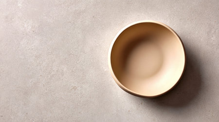 A minimalist ceramic bowl rests on a neutral stone surface, embodying simplicity and elegance, ideal for food presentation or artistic display in interior styles.の素材
