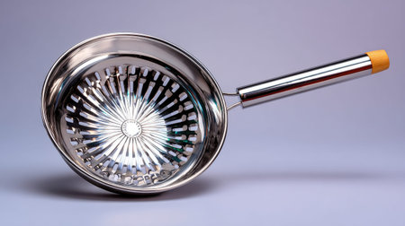 This elegant stainless steel strainer features a polished finish and a comfortable wooden handle, making it an essential kitchen tool for efficient food preparation.の素材