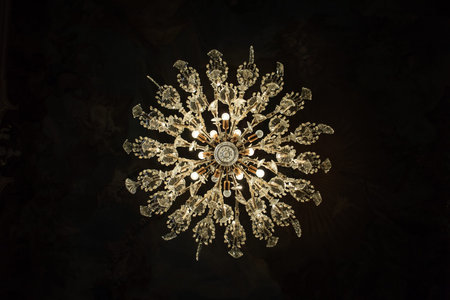 bottom view of chandelierの写真素材