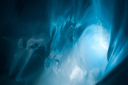 The ice cave in the glacierの写真素材