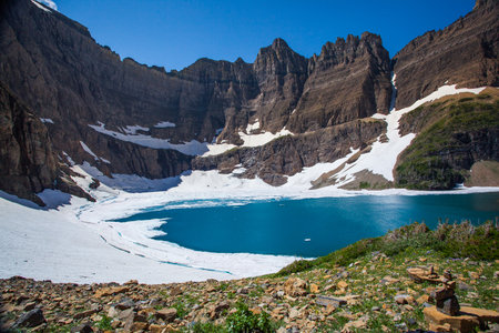 Iceberg lake, Glacier national park, montanaの写真素材