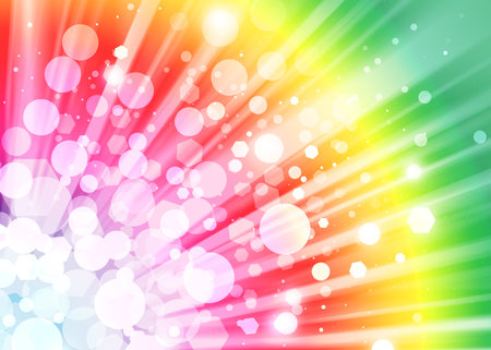 Colorful ray lights bokeh glitter defocused abstract backgroundの写真素材