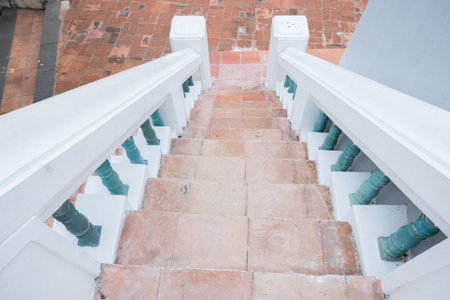 Old building is located this beautiful staircaseの写真素材
