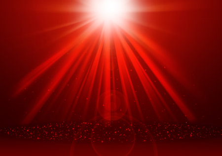 Red ray lights glitter defocused abstract backgroundの写真素材