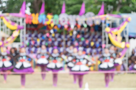 AYUTTHAYA THAILAND - SEPTEMBER 28 : Cheerleader student Bangpra-in "rachanukoah1" school have got sport day at Bangpra-in "rachanukoah1" school on september 28,2015 in Ayutthaya Thailand.のeditorial素材