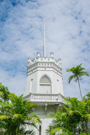 Old build on sky cloudy and tree.の写真素材