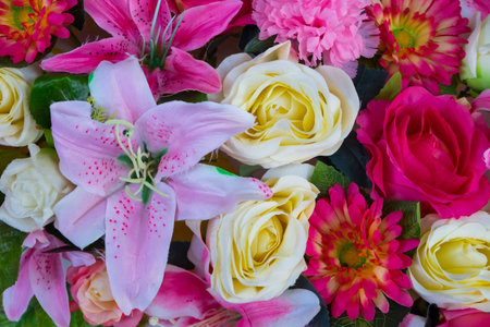Close up colorful bunch of beautiful flowers.