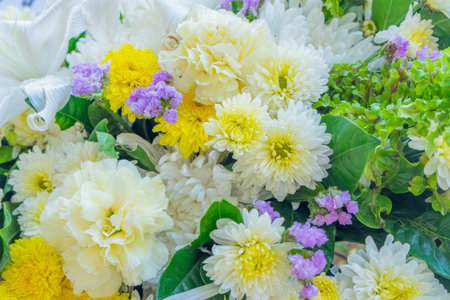 Close up colorful bunch of beautiful flowers for background/texture.の写真素材