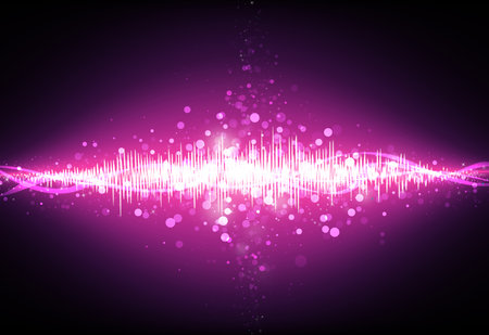 Pink Equalizer wave glitter sparkle defocused rays lights bokeh abstract background.の写真素材