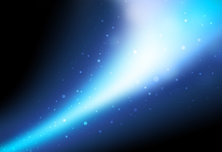 Blue glitter galaxy sparkle defocused rays lights bokeh abstract background.の写真素材