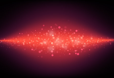 Red glitter galaxy sparkle defocused rays lights bokeh abstract background.の写真素材
