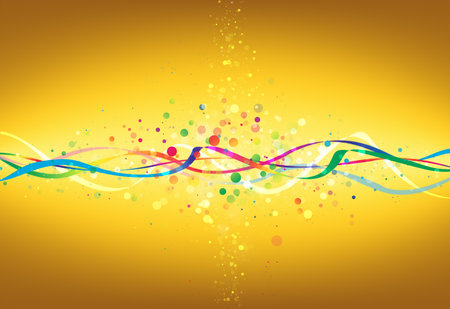 Colorful Wave glitter galaxy sparkle defocused rays lights bokeh abstract gold background.の写真素材