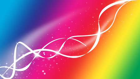 Colorful wave galaxy and glitter sparkle defocused rays lights bokeh abstract background.の写真素材