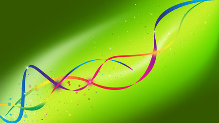 Green wave galaxy and glitter sparkle defocused rays lights bokeh abstract background.の写真素材