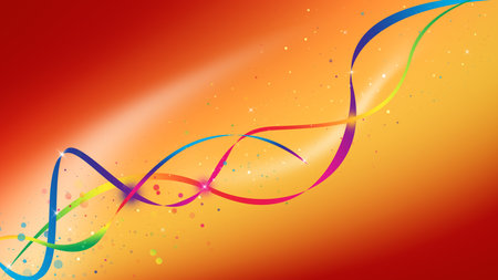 Gold or orange wave galaxy and glitter sparkle defocused rays lights bokeh abstract background.の写真素材