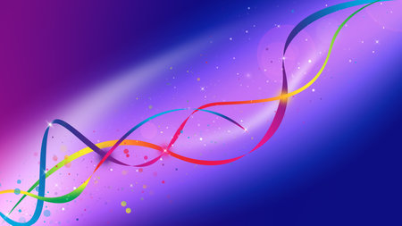 Purple and pink wave galaxy and glitter sparkle defocused rays lights bokeh abstract background.の写真素材