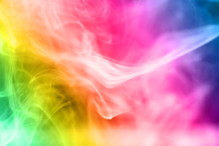 Colorful smoke abstract dark backgroundの写真素材