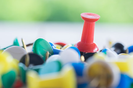 Red pin match standing out from the crowd, leadership business concept