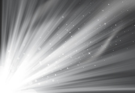 Black and white glitter sparkle defocused rays lights bokeh abstract background.の写真素材