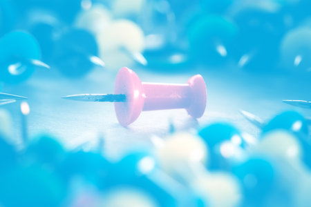 Red pin live the moment in  encirclement dangerous many wicked pin.pastel tone.の写真素材