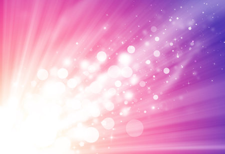 Solf Pink and puple glitter sparkle defocused rays lights bokeh beautiful abstract background.の写真素材