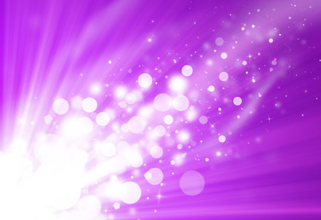 Purple glitter sparkle defocused rays lights bokeh beautiful abstract background.の写真素材