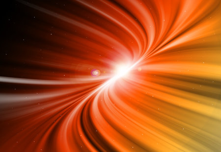 Yellow glitter sparkle defocused radial rays twinkled lights bokeh beautiful abstract background.の写真素材