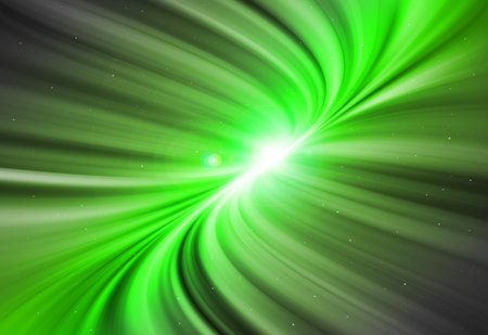 Green glitter sparkle defocused radial rays twinkled lights bokeh beautiful abstract background.の写真素材