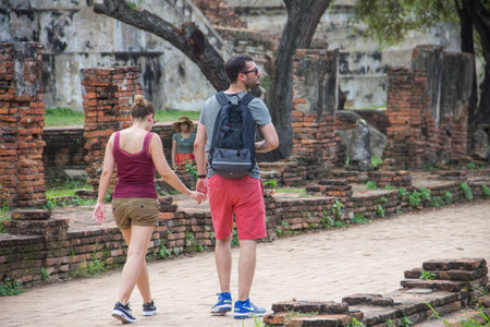 AYUTTHAYA THAILAND - SEPTEMBER 29 : Sweetheart tourist temple in ayutthaya on SEPTEMBER 29,2015 in Ayutthaya Thailandのeditorial素材