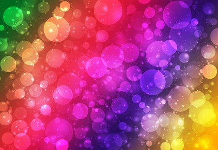 Colorful glitter sparkles defocused rays lights bokeh abstract background.の写真素材