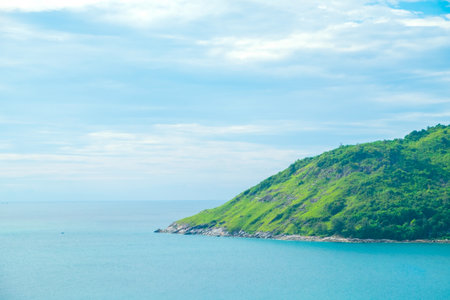 Beautiful landscape with sea and mountain in summer.の写真素材