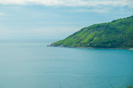 Beautiful landscape with sea and mountain in summer.の写真素材
