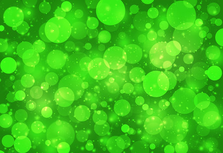 Green glitter sparkles defocused rays lights bokeh abstract background.の写真素材